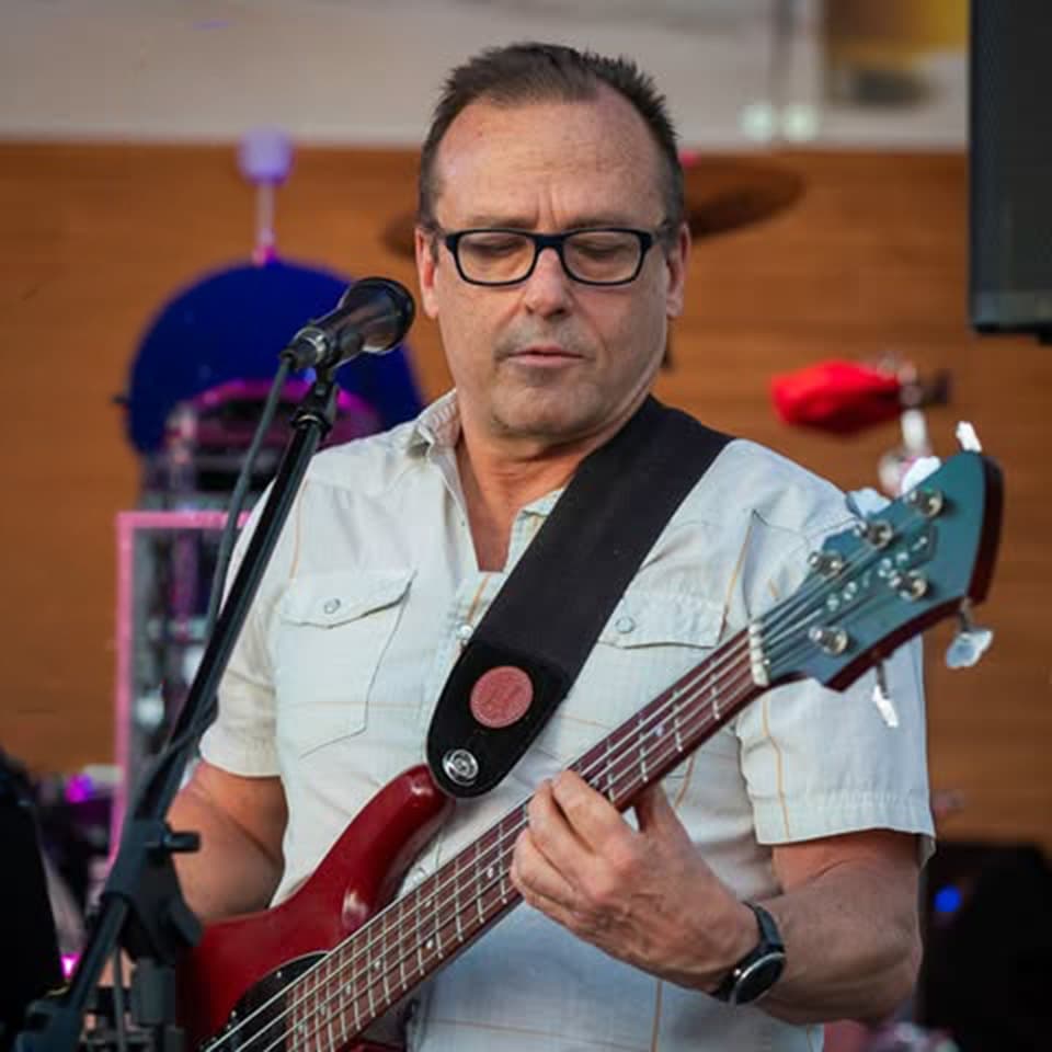 Doug playing bass with Rock Steady